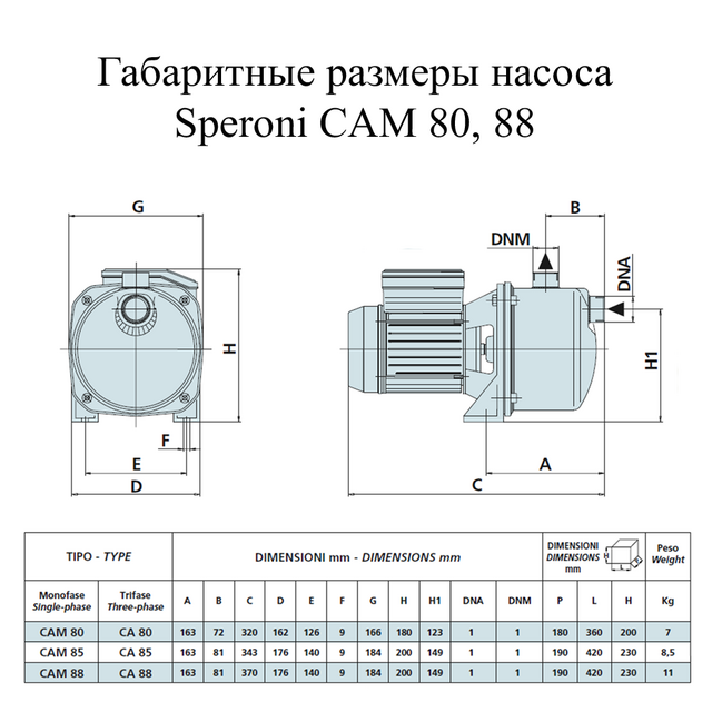 Поверхностный насос самовсасывающий Speroni CAM INOX 88 HL