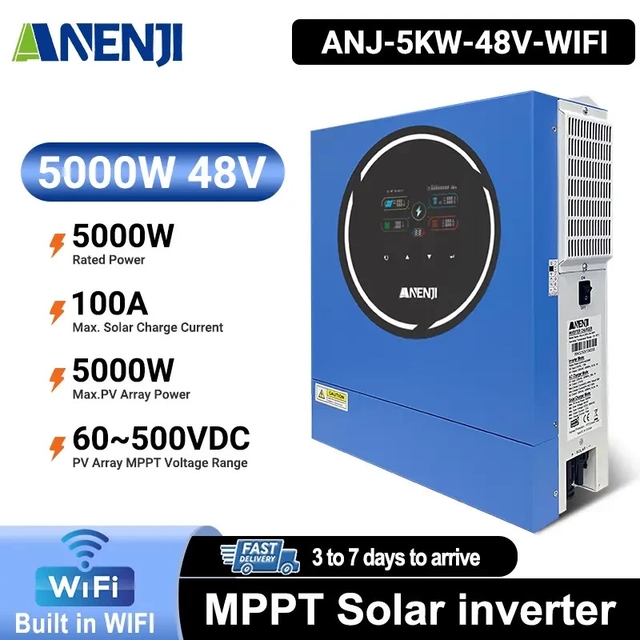 Інвертор Anenji ANJ-5KW-48V-WIFI 5000W, 48V