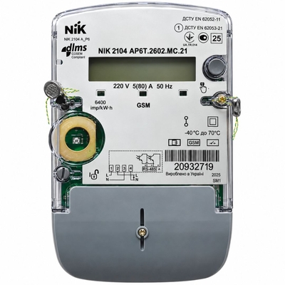 Счетчик электроэнергии однофазный многотарифный NIK 2104 AP6T.2602.MC.22 230В 5(80)А
