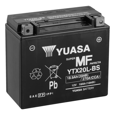 Аккумулятор свинцово-кислотный Yuasa YTX20L-BS MF AGM 18,9Ah 270A