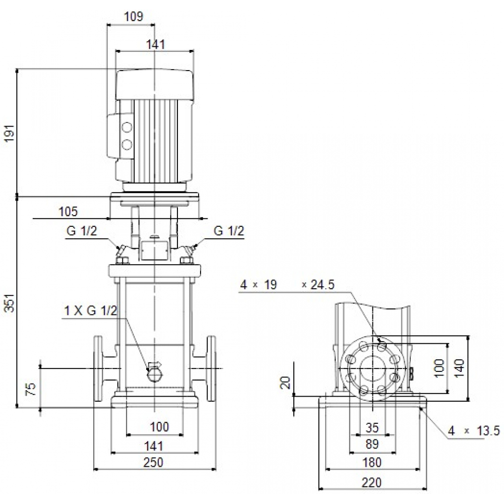 Поверхневий насос відцентрований Grundfos CR3-7 A-FGJ-A-E-HQQE (96516654)