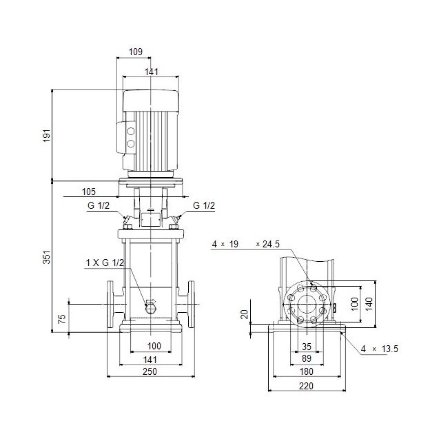 Поверхностный насос центробежный Grundfos CR3-7 A-FGJ-A-E-HQQE (96516654)