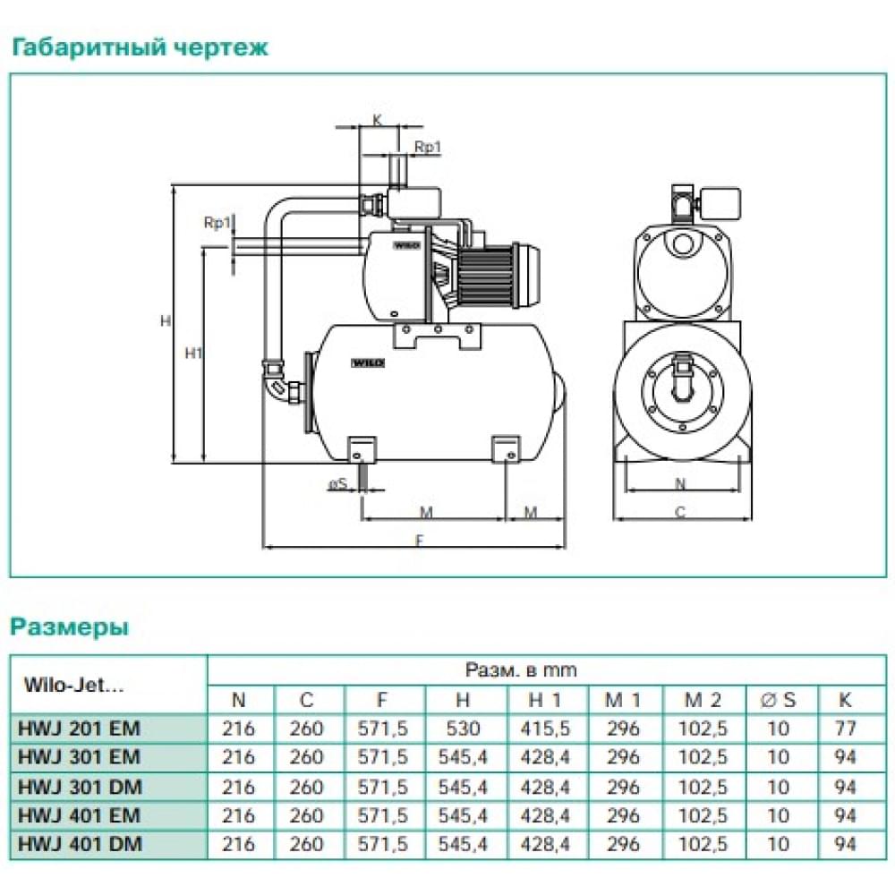 Насосная станция Wilo Jet HWJ301 60L (2014077)