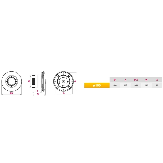 Вытяжной вентилятор настенный Awenta  WA120