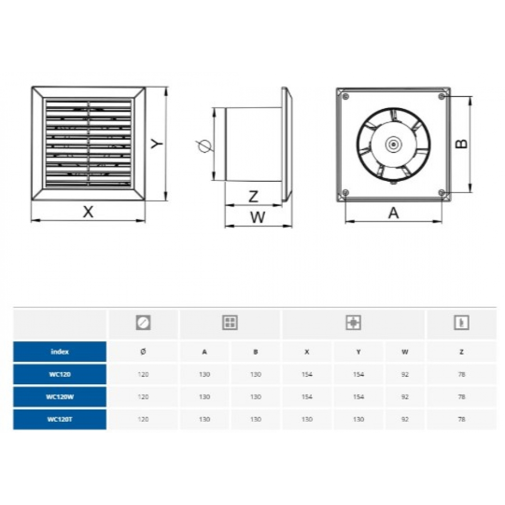 Витяжний вентилятор настінний Awenta Classic WC120