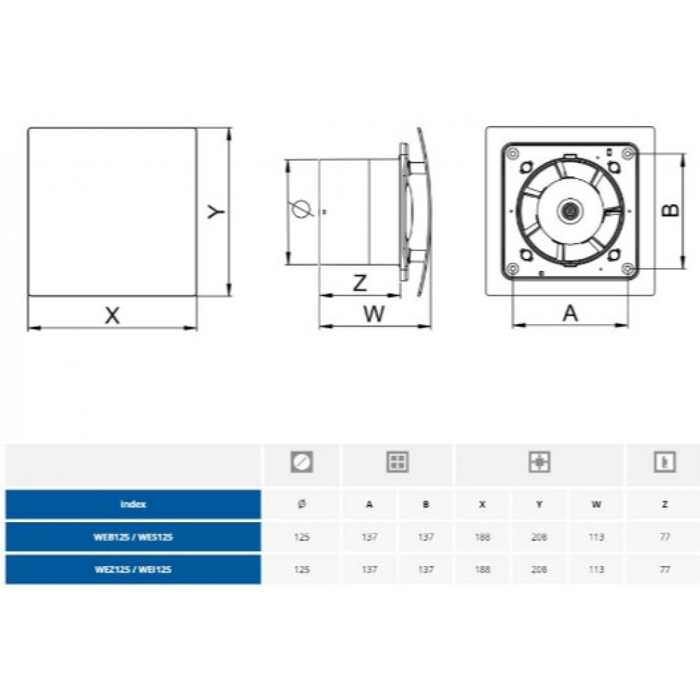 Витяжний вентилятор настінний Awenta Escudo WEB125