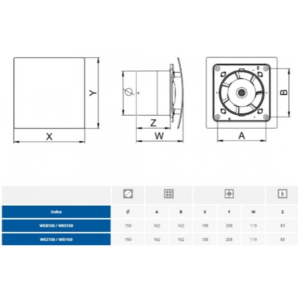 Витяжний вентилятор настінний Awenta Escudo WEB150T