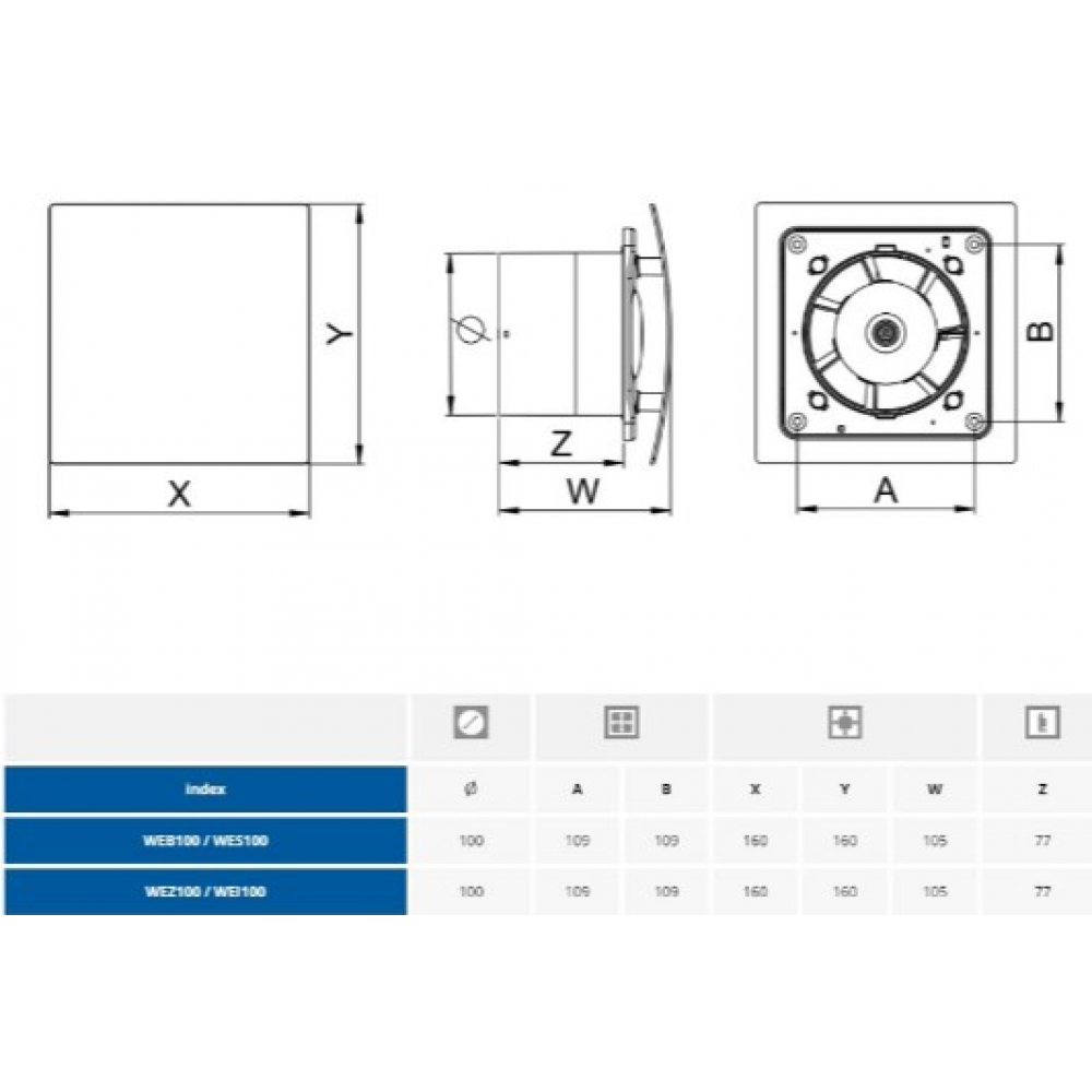 Вытяжной вентилятор настенный Awenta Escudo WES100