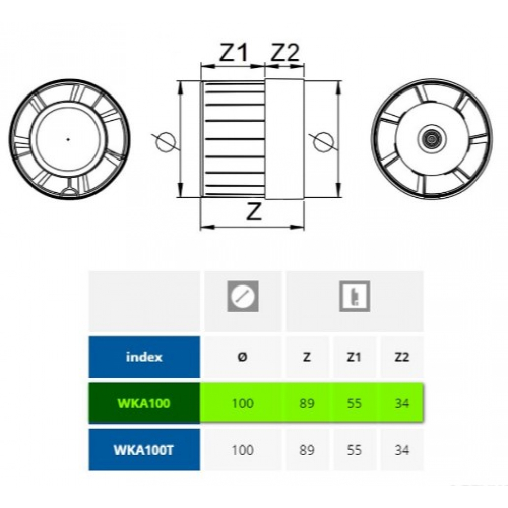 Канальний вентилятор Awenta  WKA100