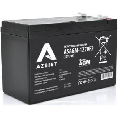Акумулятор свинцево-кислотний (AGM) Azbist Super AGM ASAGM-1270F2 Black Case (12V 7Ah)