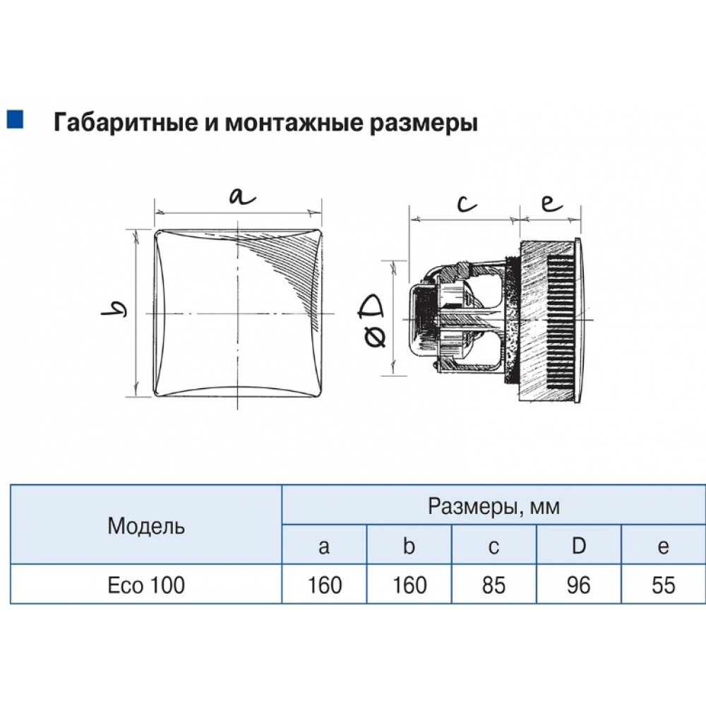 Вытяжной вентилятор настенный Blauberg Eco 100