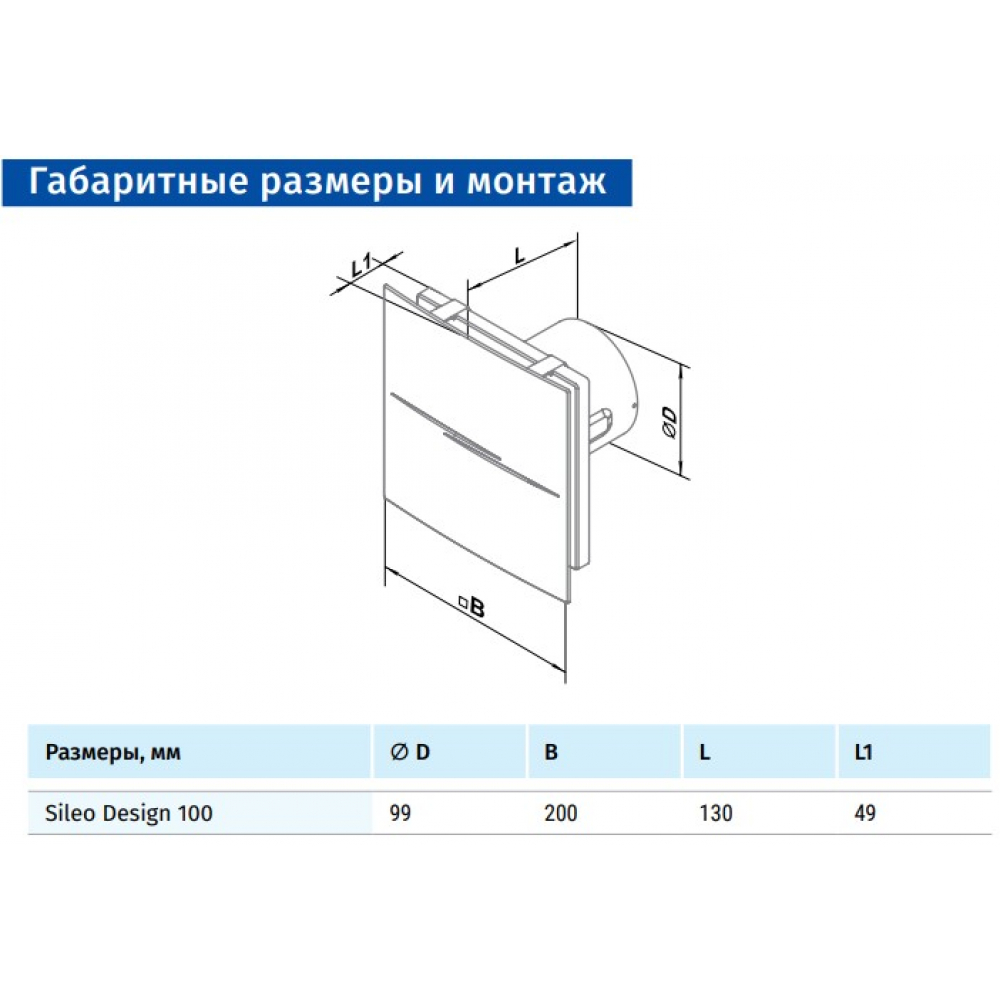 Вытяжной вентилятор настенный Blauberg Sileo Design 100