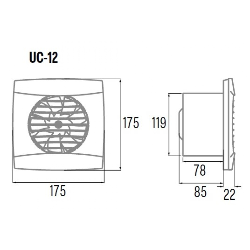 Вытяжной вентилятор настенный Cata UC-12 Hygro