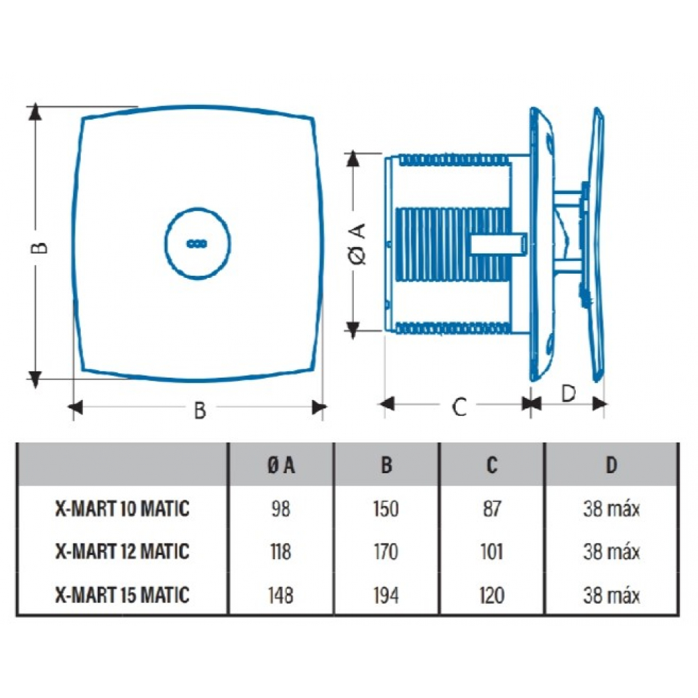 Витяжний вентилятор настінний Cata X-Mart 12 Matic Inox (01055000)