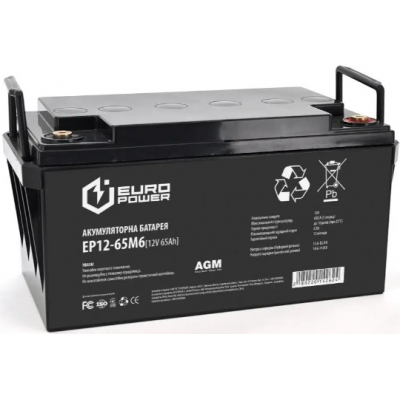 Аккумулятор Europower AGM EP12-65M6 12V 65Ah Black Q1/48