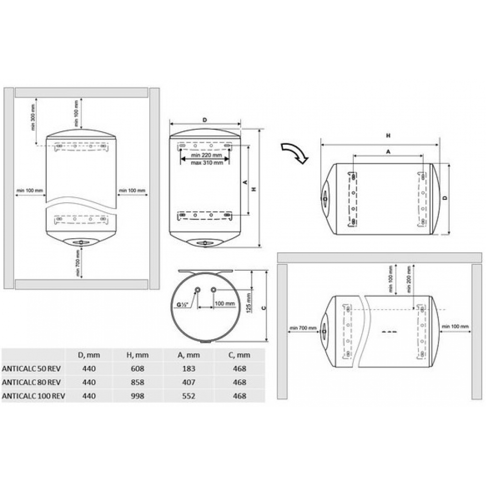 Бойлер накопичувальний електричний Tesy Anticalc REV 80 GCR 804424D B14 TBRC