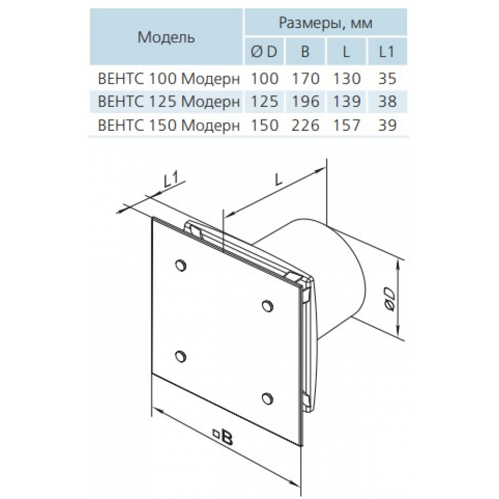 Вытяжной вентилятор настенный Vents 100 Модерн К