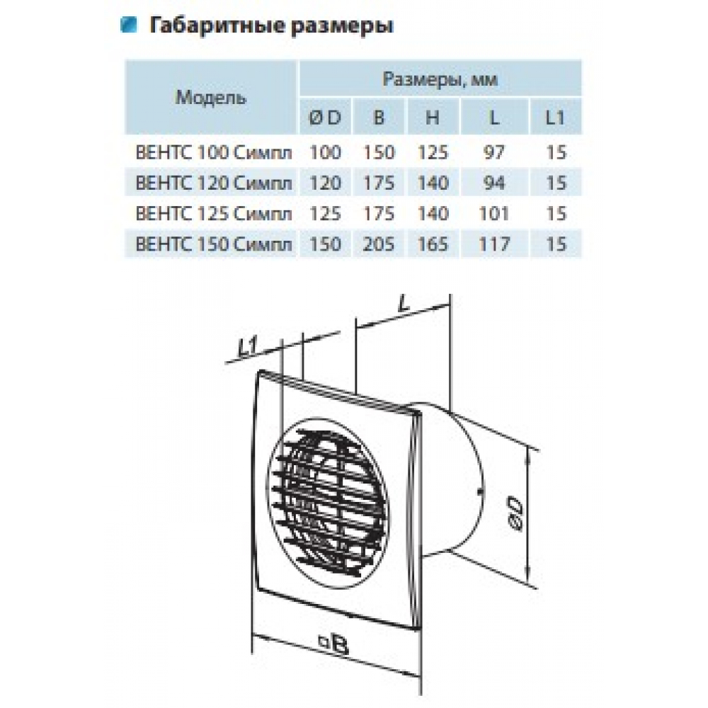 Витяжний вентилятор настінний Vents 100 Сімпл