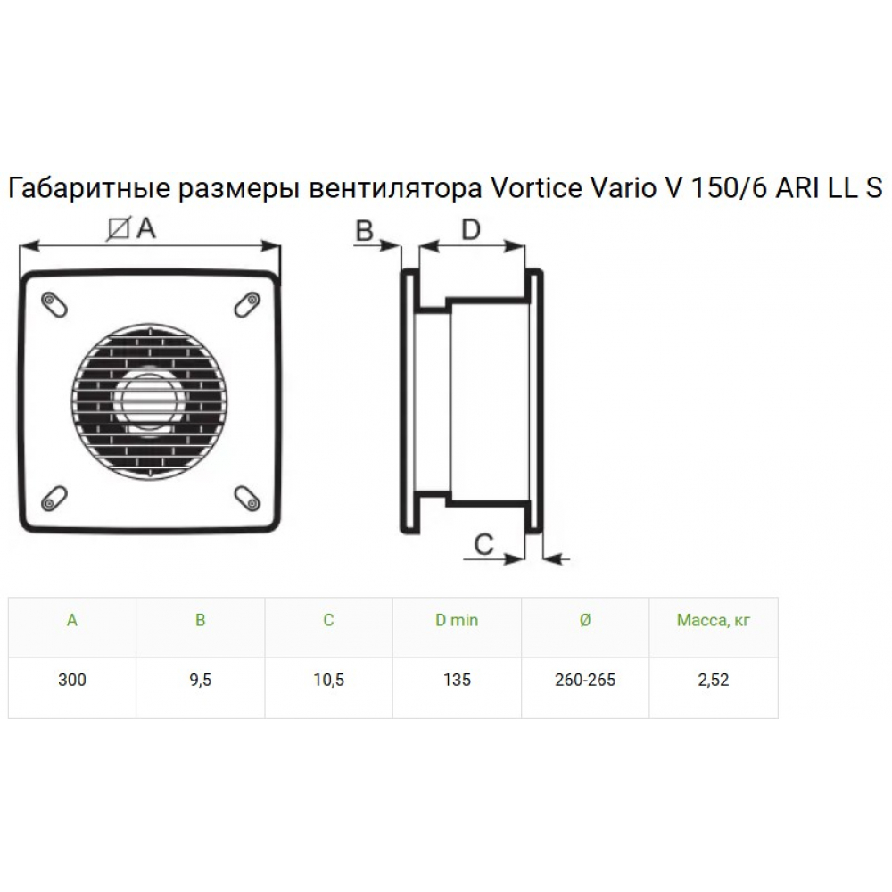 Витяжний вентилятор накладний Vortice Vario 150/6" ARI LL S