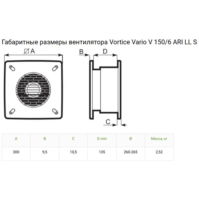 Вытяжной вентилятор накладной Vortice Vario 150/6" ARI  LL S