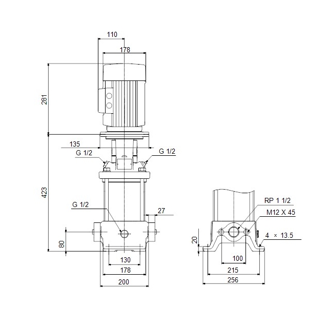 Поверхностный насос центробежный Grundfos CR10-04 A-A-A-E-HQQE 3x (96500982)