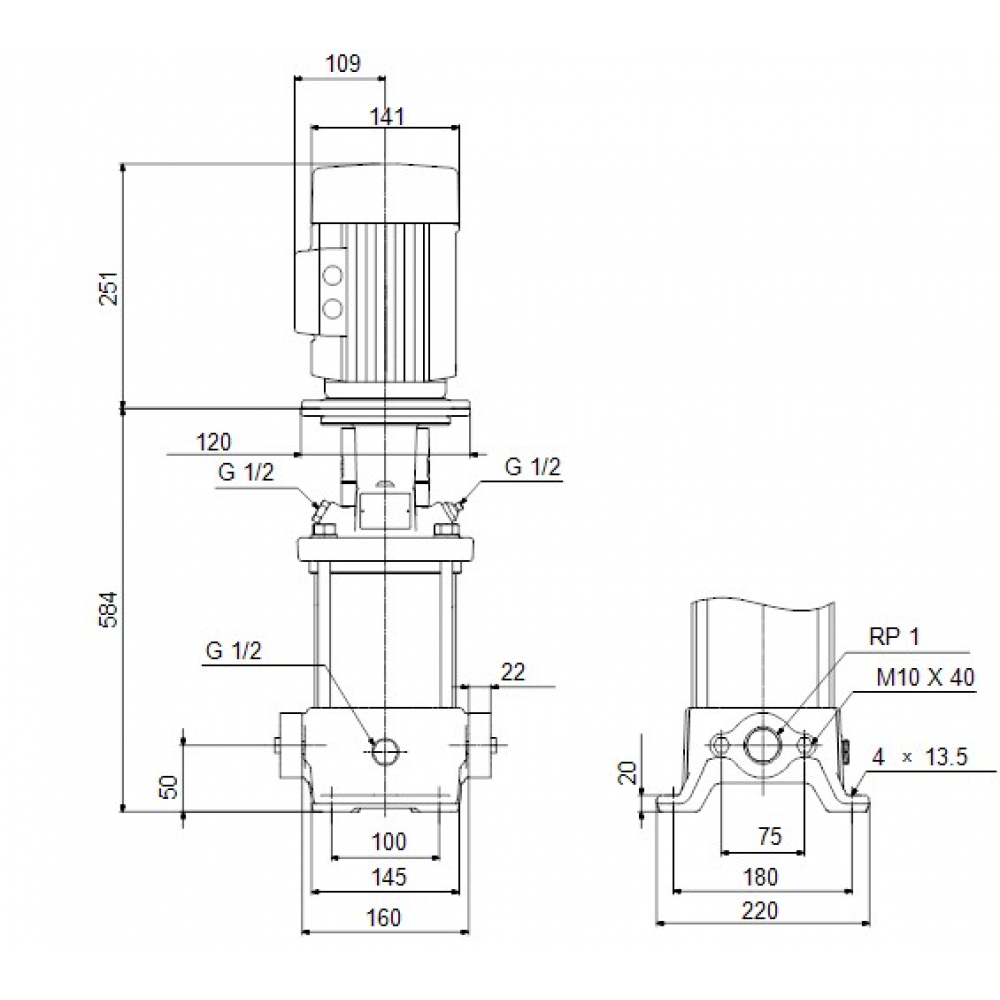 Поверхневий насос відцентрований Grundfos CR1-21 A-A-A-E-HQQE 3x230/400 (96516192)
