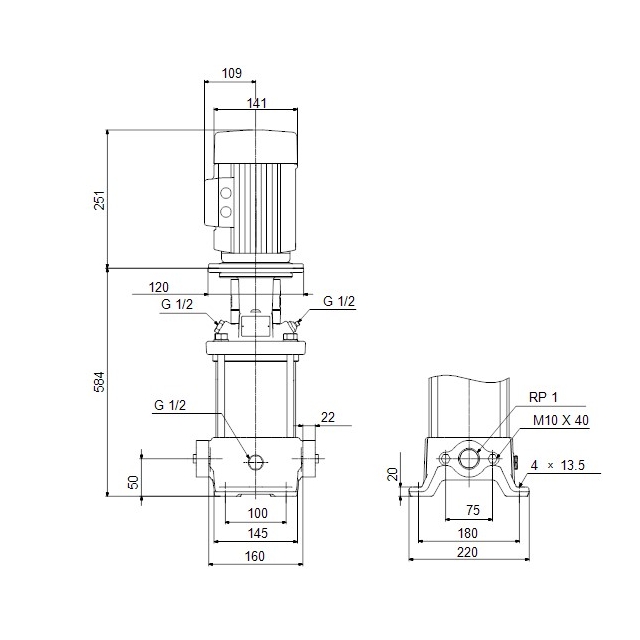 Поверхностный насос центробежный Grundfos CR1-21 A-A-A-E-HQQE 3x230/400 (96516192)