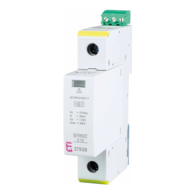 Комплектуючі до сонячних панелей Обмежувач перенапруги ETI ETITEC C T2 275/20 1+0 RC (2440394)