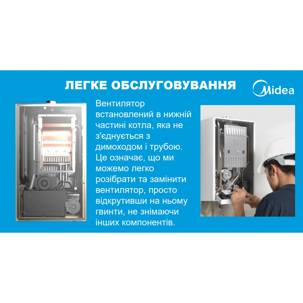 Котел газовый турбированный Midea L1GB24-C20WS+коаксиальный дымоход