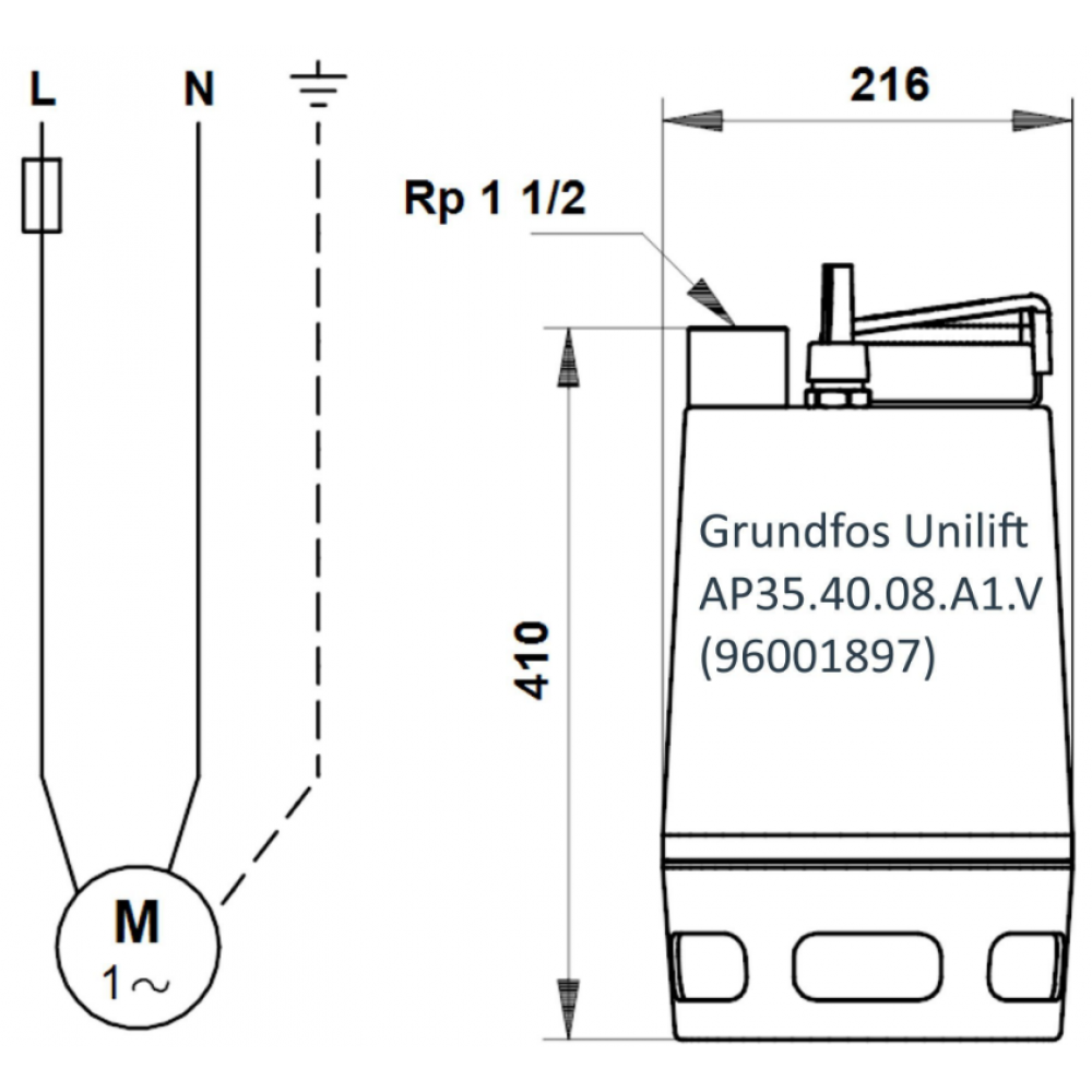 Дренажно-фекальный насос Grundfos UNILIFT AP35.40.08.A1V (96001897)