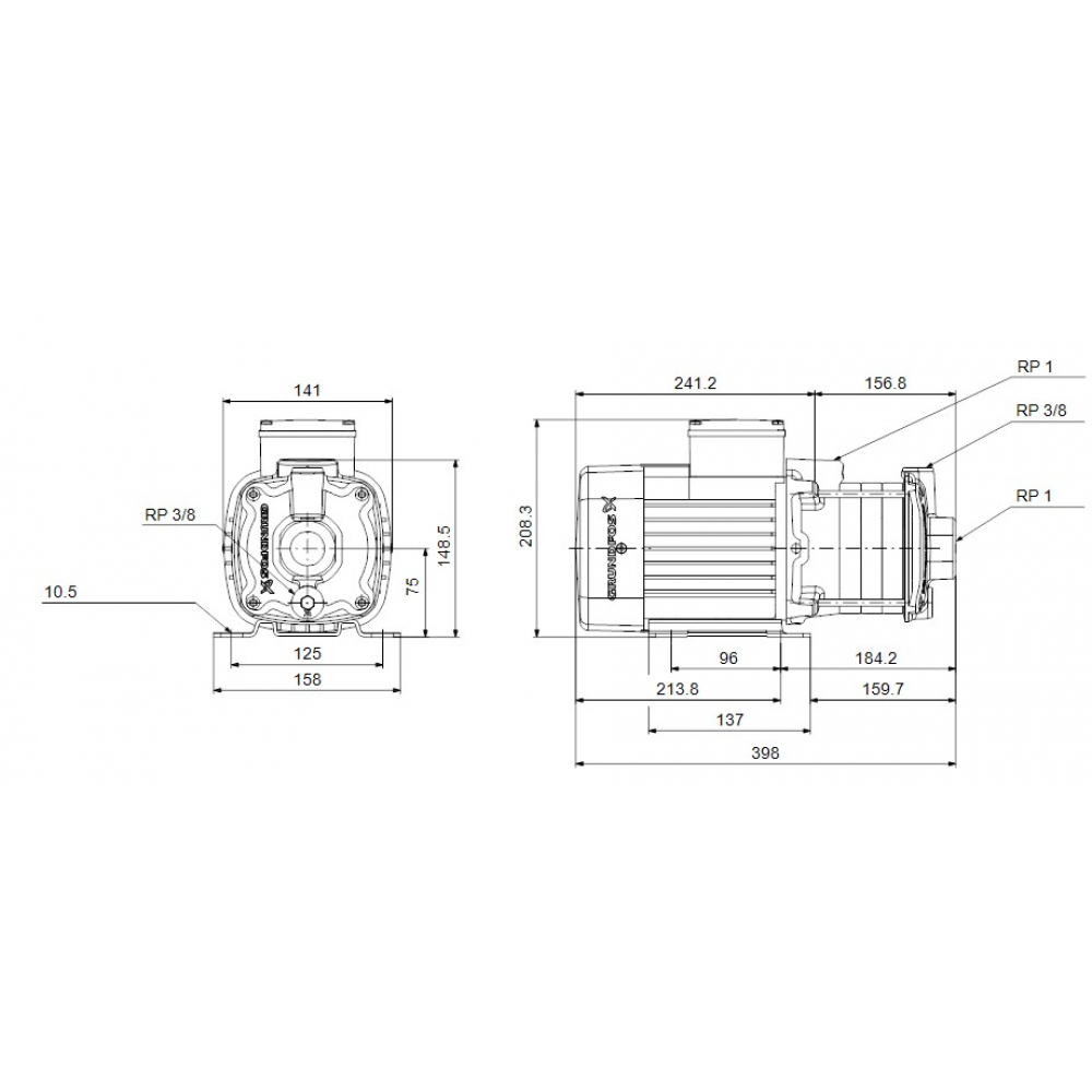 Поверхневий насос відцентрований Grundfos CM 3-6 A-R-A-E-AQQE C-A-A-N (96807025)