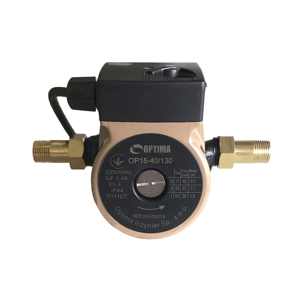 Циркуляційний насос Optima OP15-40 130 мм. (+гайки, +кабель з вилкою)