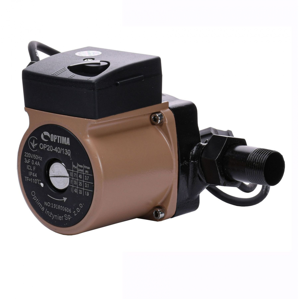 Циркуляционный насос Optima OP20-40 130 мм. (+гайки, +кабель с вилкой)