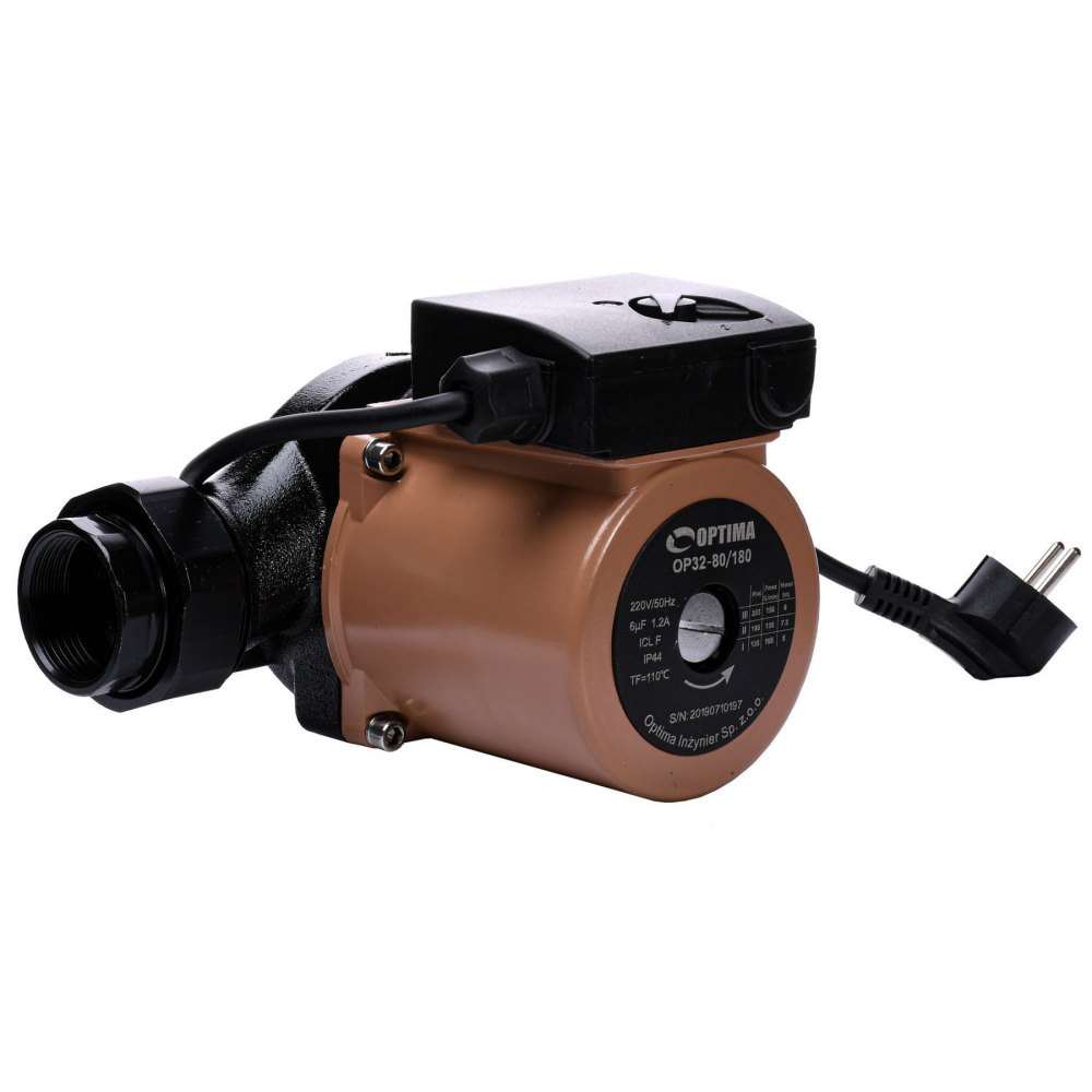Циркуляционный насос Optima OP32-80 180 мм. (+гайки, +кабель с вилкой)