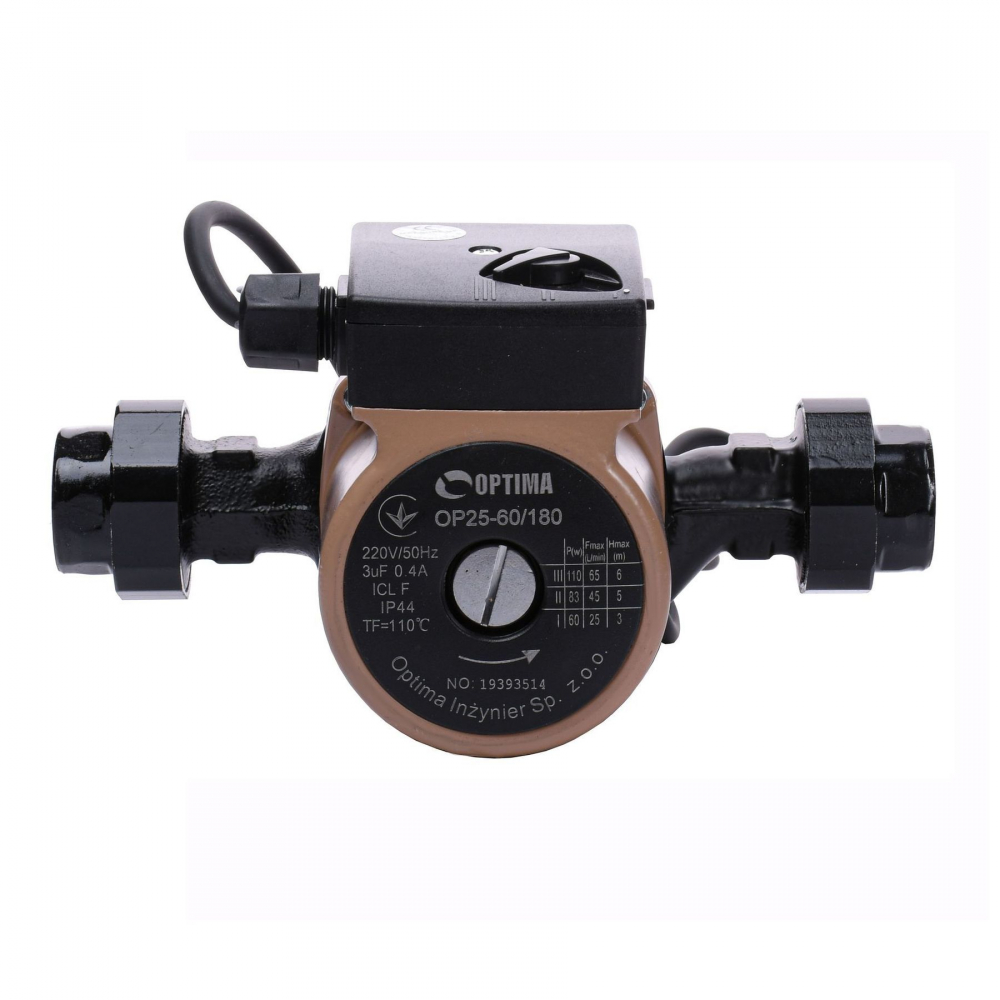 Циркуляционный насос Optima OP25-60 180 мм. (+гайки, +кабель с вилкой)