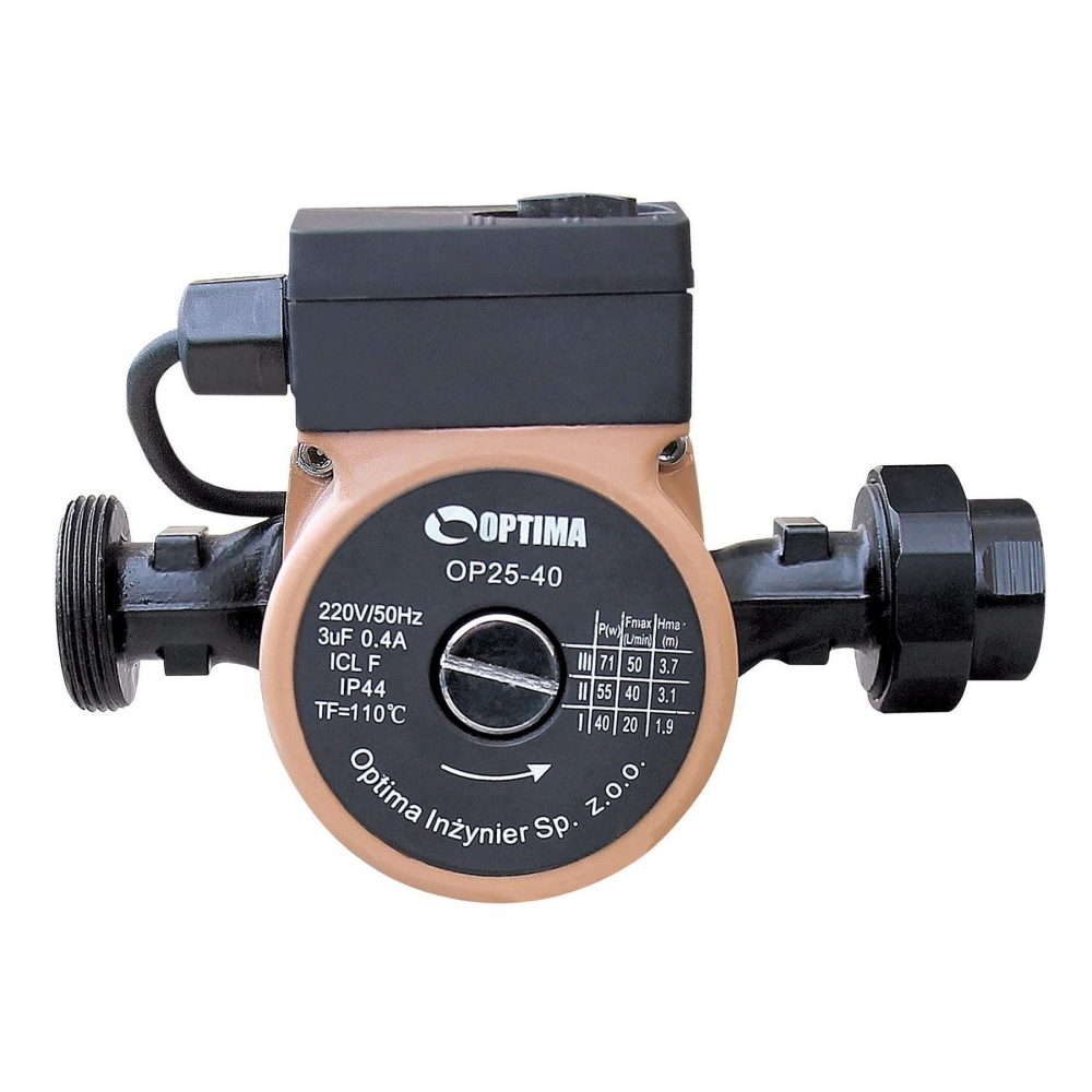 Циркуляционный насос Optima OP25-60 180 мм. (+гайки, +кабель с вилкой)