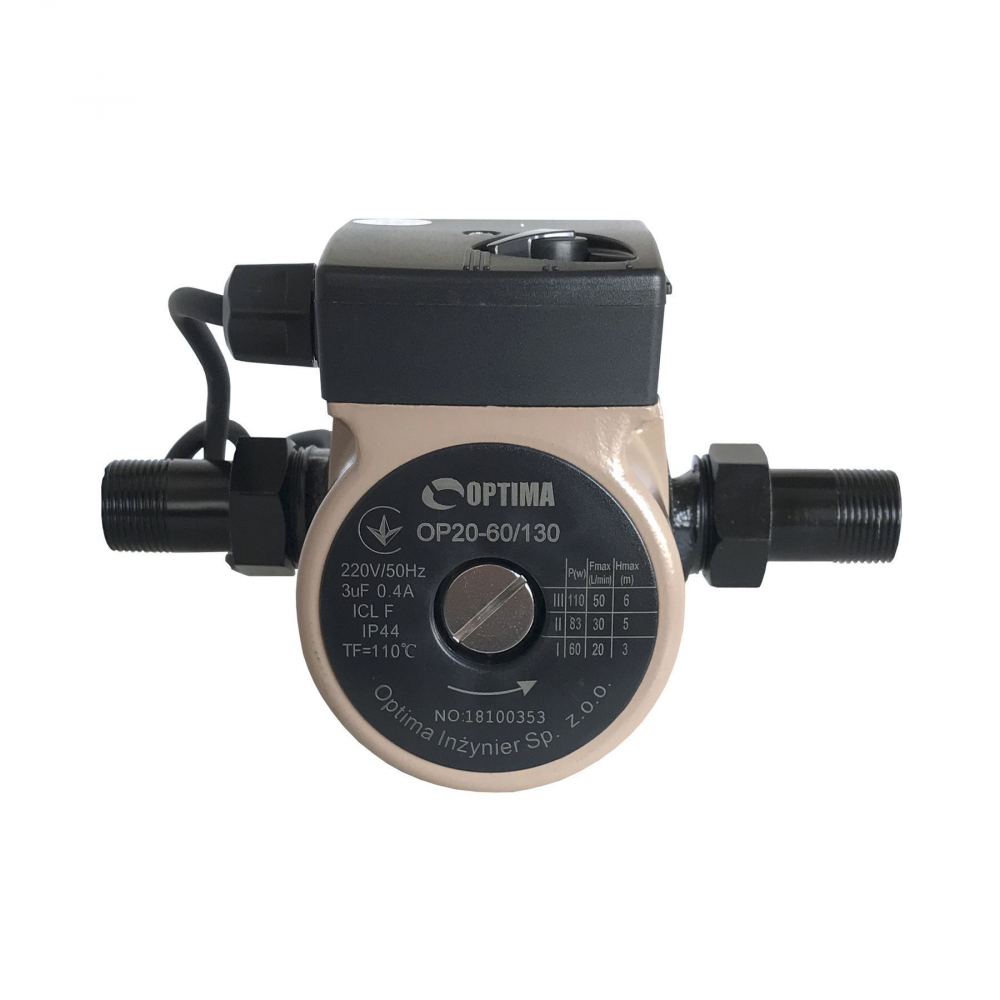 Циркуляционный насос Optima OP20-60 130 мм. (+гайки, +кабель с вилкой)