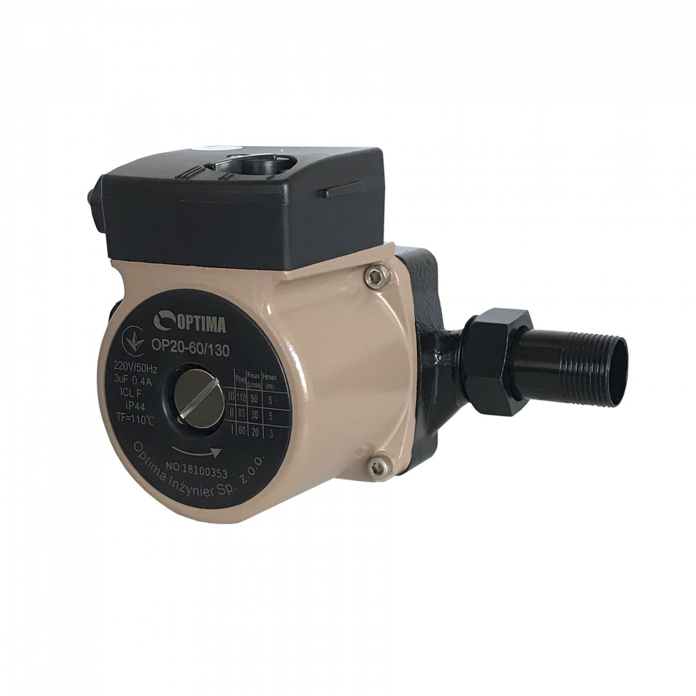 Циркуляционный насос Optima OP20-60 130 мм. (+гайки, +кабель с вилкой)