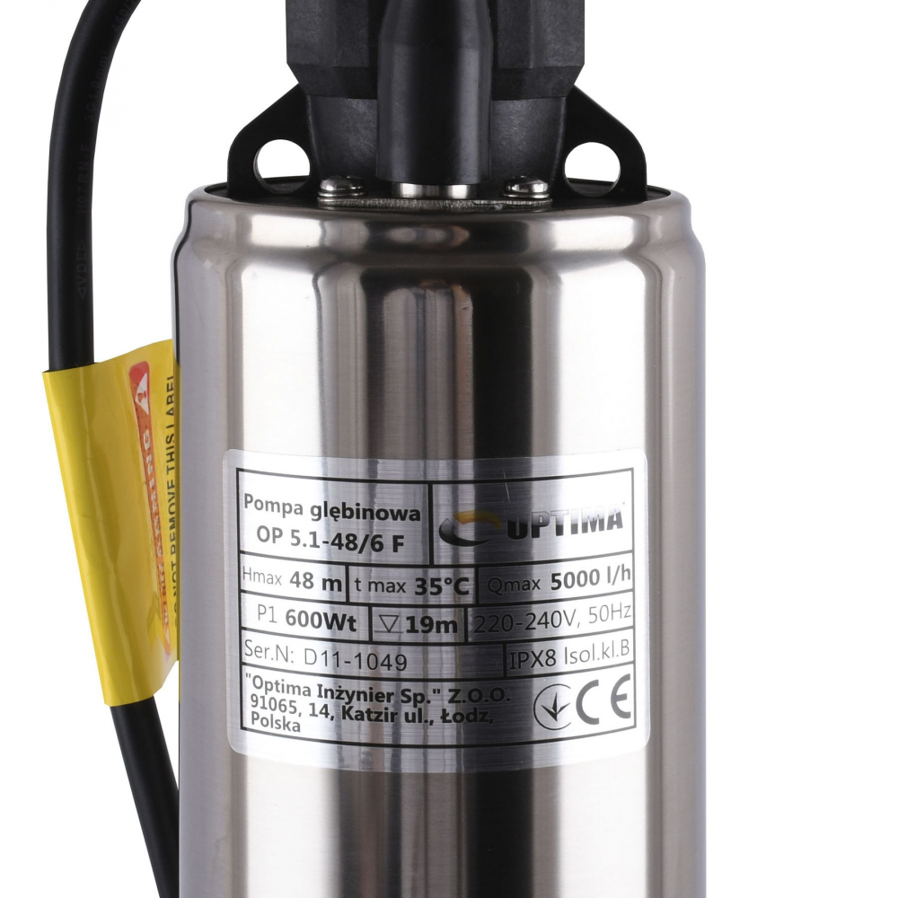 Скваженный насос Optima OP 5,1 - 48/6 F 0,6 кВт (с поплавком)