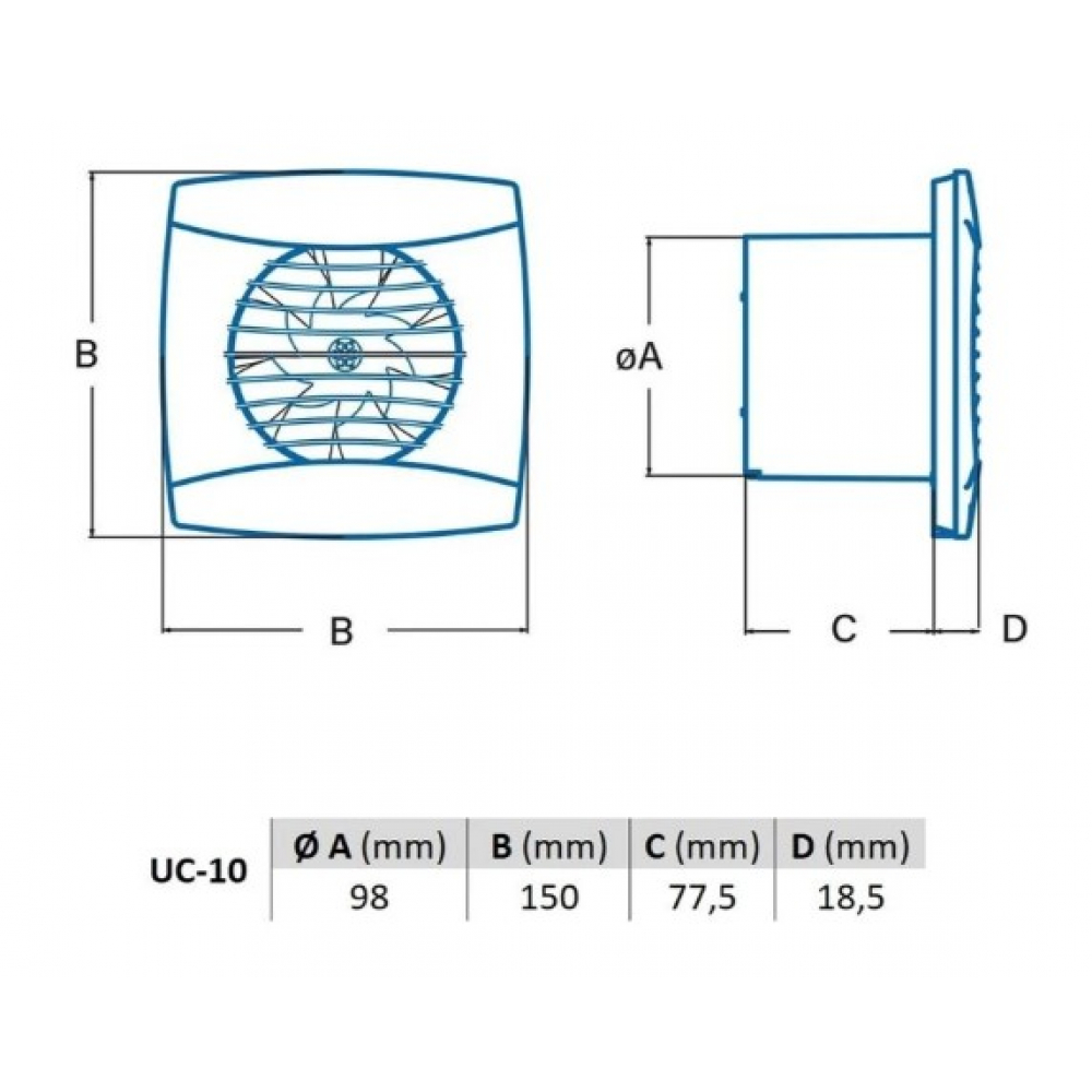 Вытяжной вентилятор настенный Cata UC-10 Timer Black (01202100)