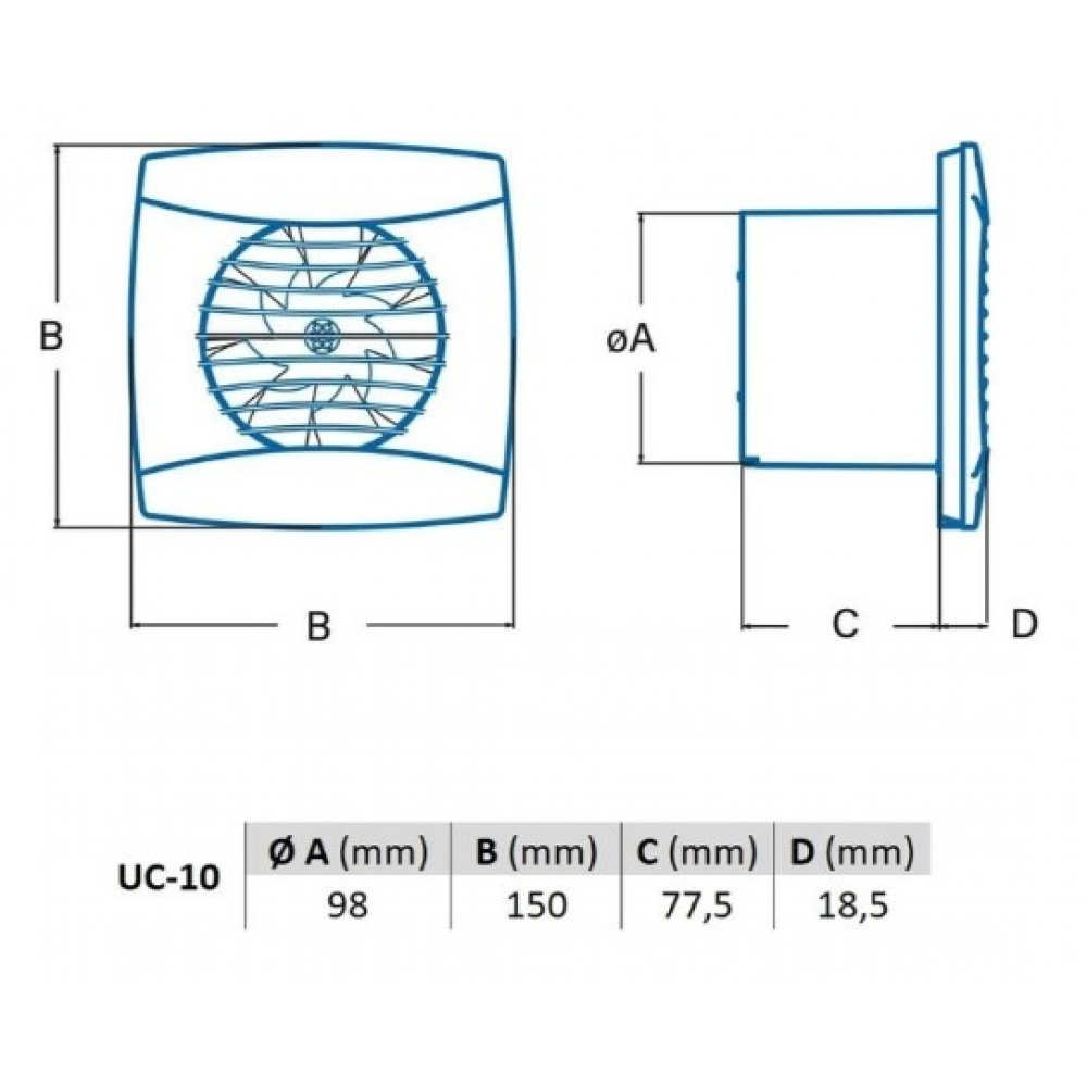 Вытяжной вентилятор настенный Cata UC-10 STD Silver (01255000)