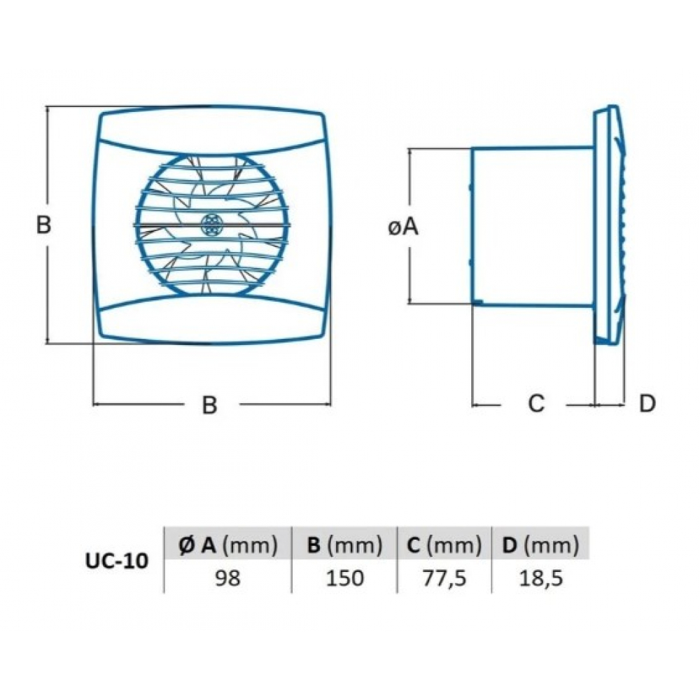 Вытяжной вентилятор настенный Cata UC-10 Hygro (c02200200)