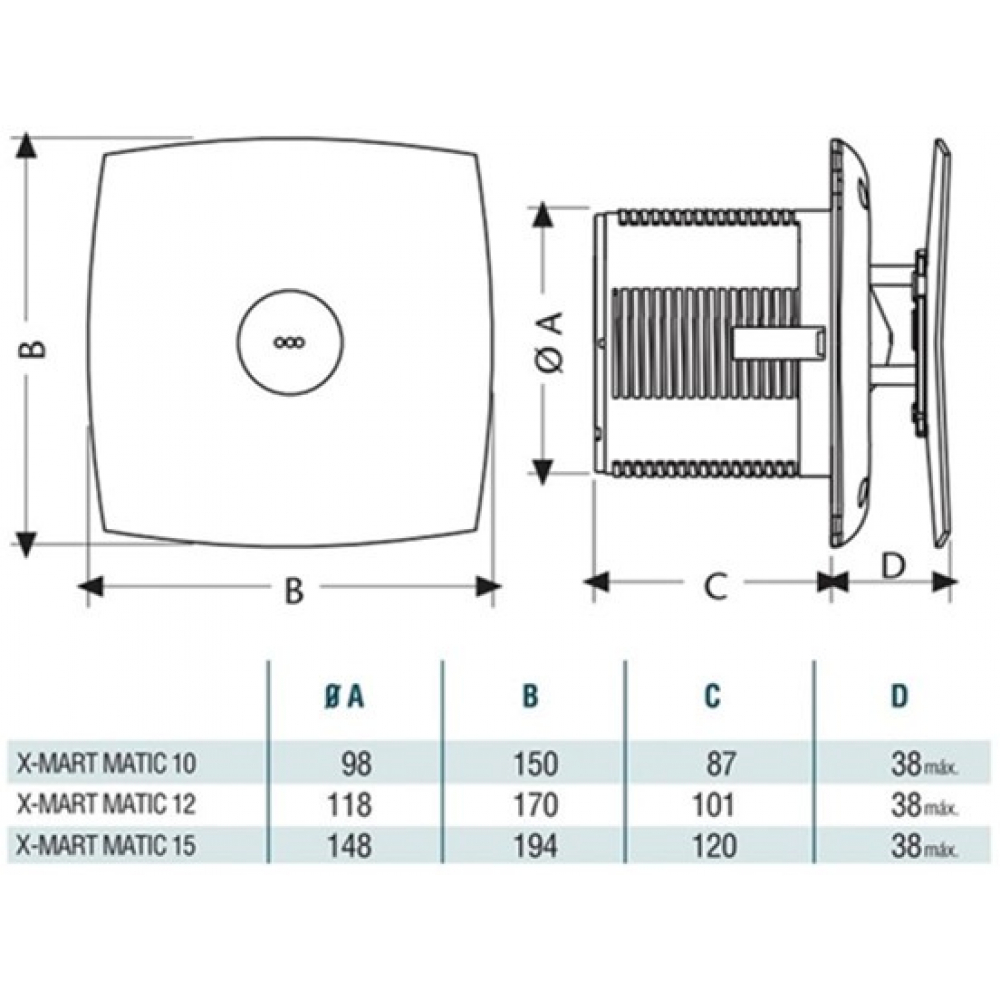 Витяжний вентилятор настінний Cata X-Mart 15 Standard (01030000)