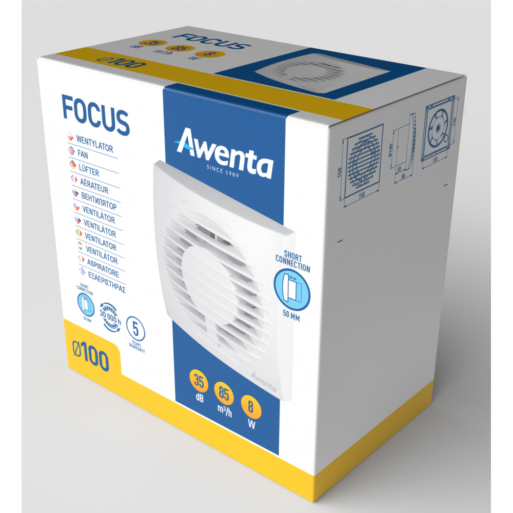 Витяжний вентилятор настінний Awenta Focus WFA100H