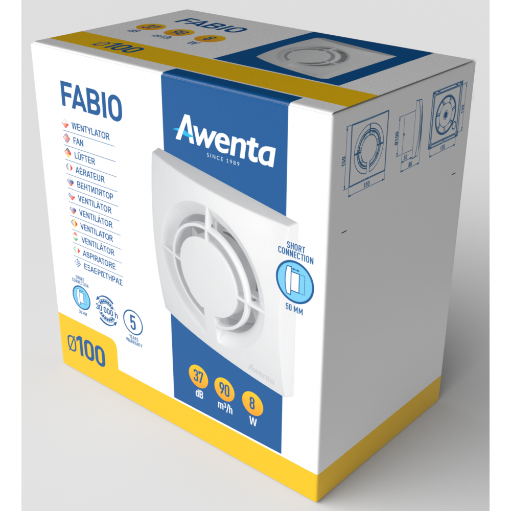 Витяжний вентилятор настінний Awenta Fabio WFB100H