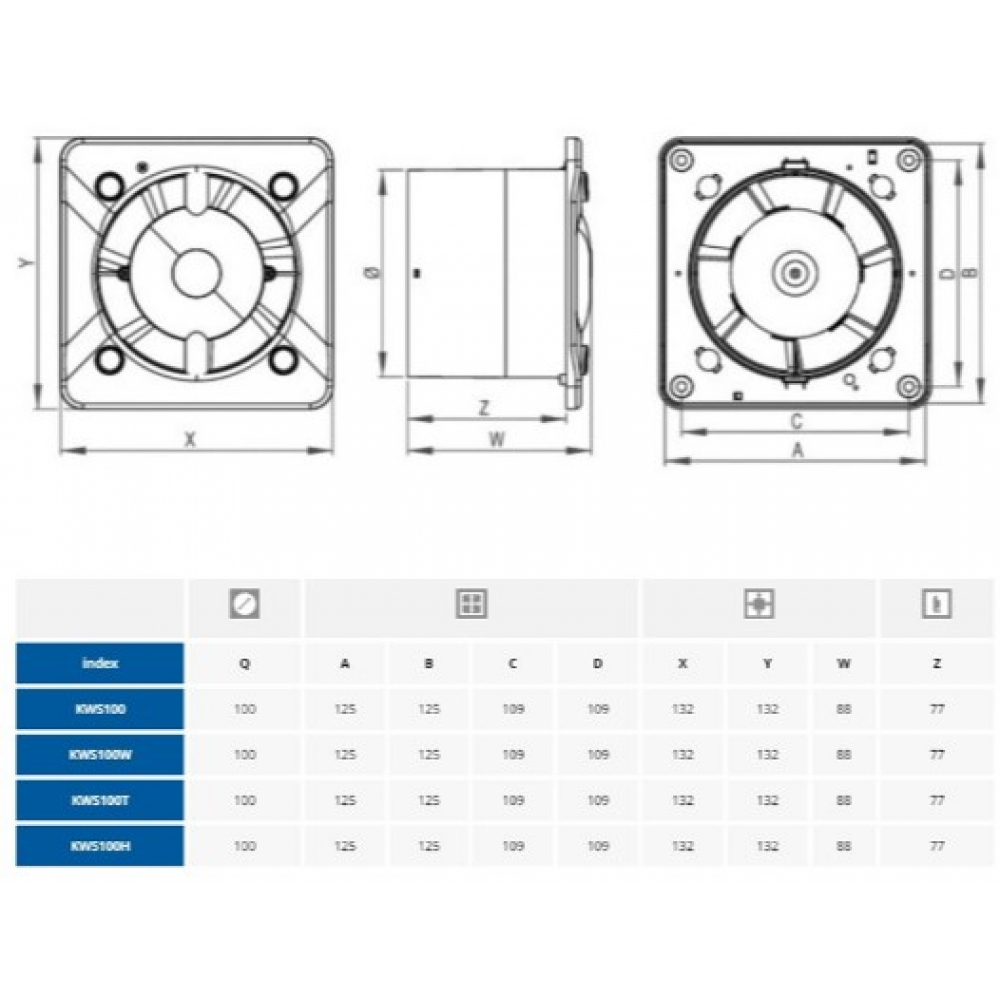 Вытяжной вентилятор настенный Awenta System+ KWS100M