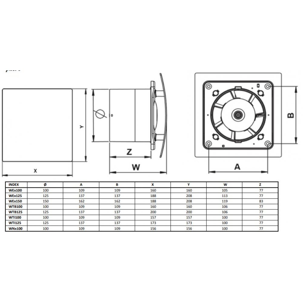 Вытяжной вентилятор настенный Awenta Trax WTI100