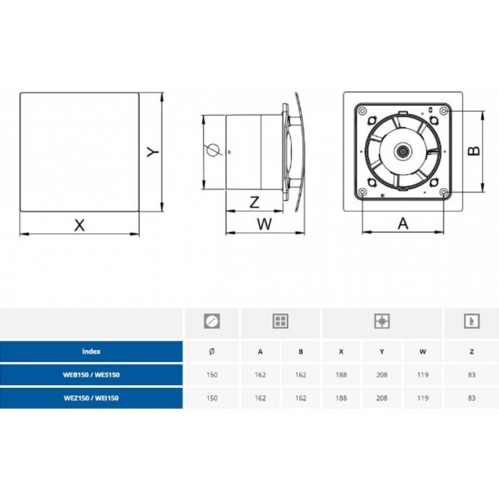 Витяжний вентилятор настінний Awenta Escudo WEB150H