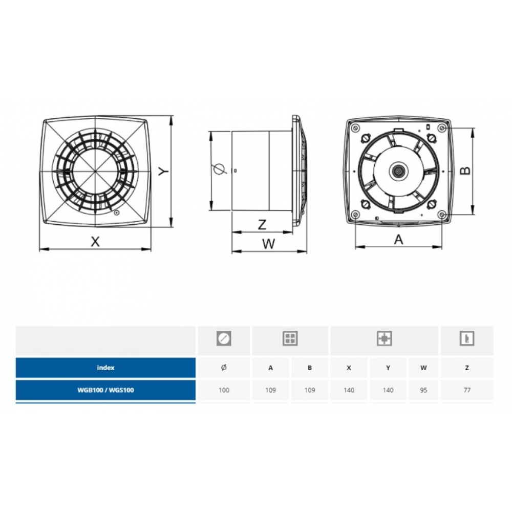 Вытяжной вентилятор настенный Awenta Vega WGB125