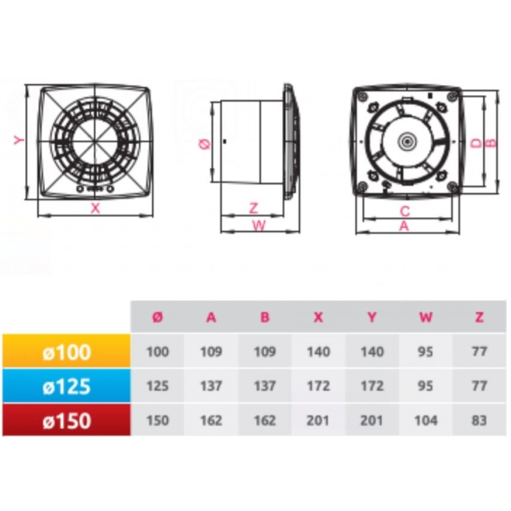 Витяжний вентилятор настінний Awenta Vega WGS100H